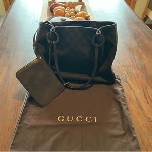 Gucci Brown DENIM Signature Tote with Pouch WITH COA